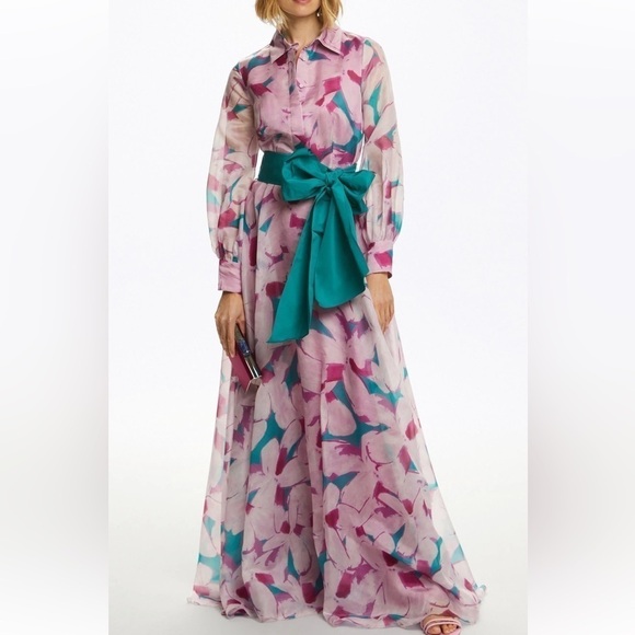 Carolina Herrera Azalea Organza Shirt Dress without GREEN TIE - Picture 1 of 11